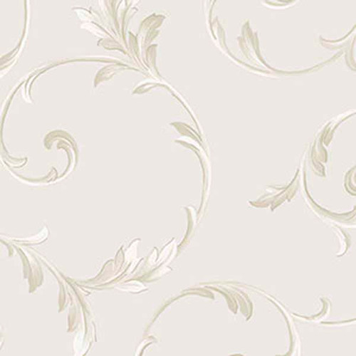 Norwall Wallcoverings Silk Impressions 2 IM36417  In-register Scroll Wallpaper Light Beige Light Taupe Metallic Gold