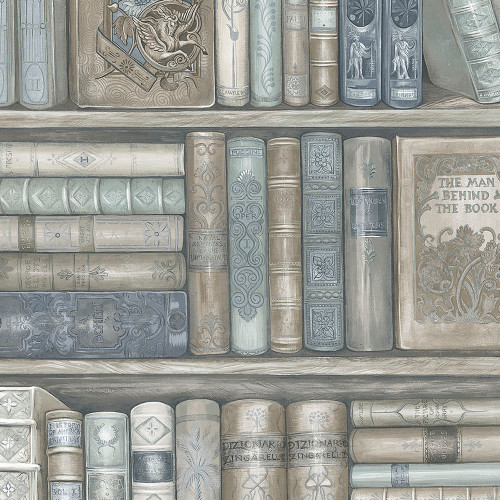 Norwall Wallcoverings LL36203 Illusions 2 Bookcase Wallpaper Blue, Brown