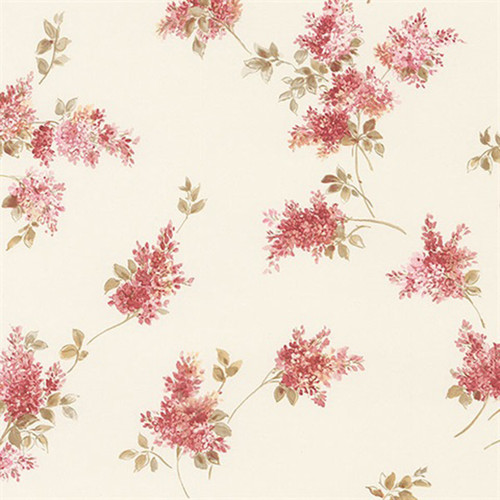 Norwall Wallcoverings Pretty Prints 4 FK26935 Lilac Sprigs Wallpaper Pink Red Cream