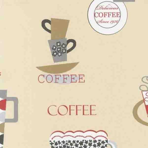 Norwall Wallcoverings  FK34428 Fresh Kitchens 5 Coffee Time Wallpaper Cream, Black, Red