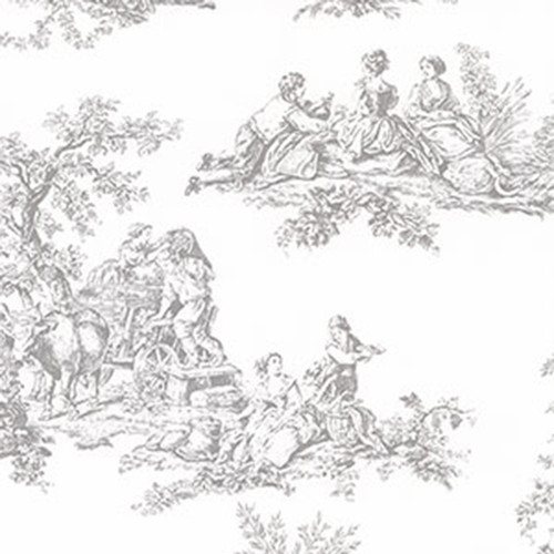 Norwall Grand Chateau, Manor House CH28245 Romantic Toile Wallpaper Light Grey