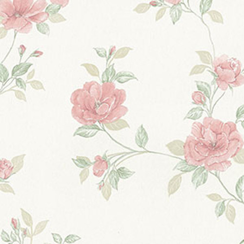 Norwall Wallcoverings Silk Impressions 2 MD29439  In Register Rose Trail Wallpaper Ivory Blush Pink