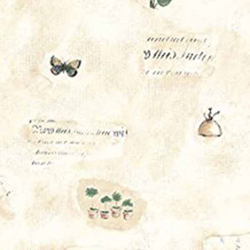 Norwall Wallcoverings  KS15180 Fresh Kitchens 5 Collage Garden Sidewall Wallpaper Beige, Red, Green