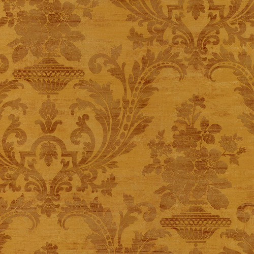 Norwall Wallcoverings Classic Silks 2 SM30355 Sari Damask Wallpaper Metallic Gold, Brown