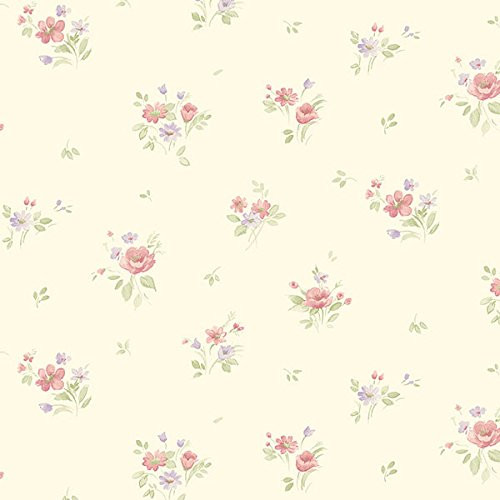 Norwall Wallcoverings Pretty Prints 4 PP35541 Rainbow Floral Wallpaper Cream Purple Pink