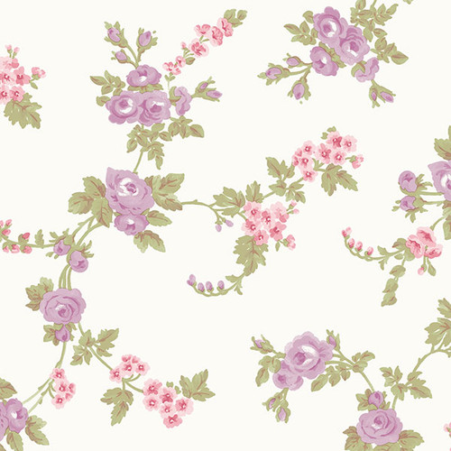 Norwall Wallcoverings AB42416 Abby Rose 3 Chic Rose Wallpaper Pink/Purple/Beige/Cream