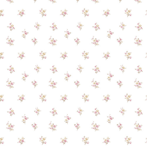 Norwall PR33839 Floral Prints 2 Delicate Daisies Beige Red Brown Wallpaper
