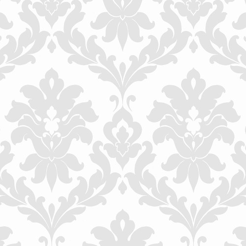 Norwall Wallcoverings SD25713 Stripes & Damasks 3 Plaza Damask Wallpaper Grey White