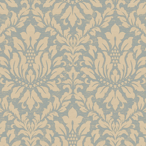 Norwall Wallcoverings SD36141 Stripes & Damasks 3 Stitched Damask Wallpaper Blue Metallic Gold