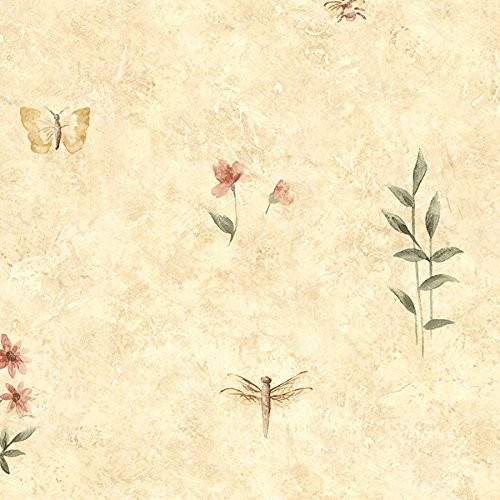 Norwall Wallcovering SP21158 Kitchen Elements Summer Botanical Sidewall Orange Red Wallpaper
