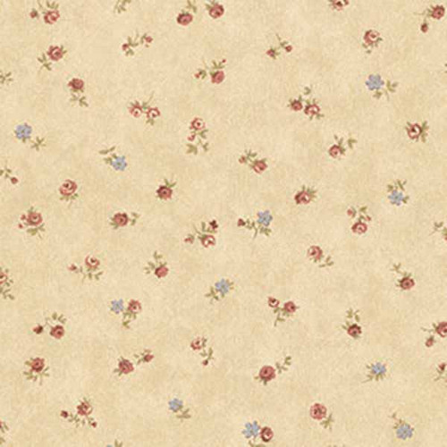 Norwall Wallcoverings PR33813 Floral Prints 2 Shabby Rose Buds Wallpaper Tan  Beige  Pink  Blue  Green