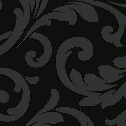 Norwall Shades VG26236P Hyatt Scroll Wallpaper Black