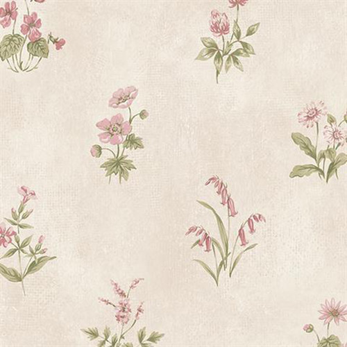 Norwall Wallcoverings KE29937 Kitchen Elements Garden Spot Wallpaper Beige, Pink