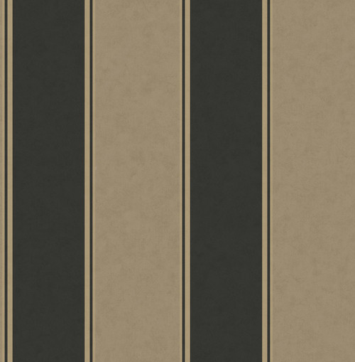 M1707 Rydia Stripe Wallpaper in Black Taupe Colors with Accented Gold Bands Modern Style Non Woven Unpasted Wall Covering by Brewster