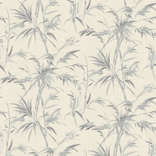 2979-37376-5 Hali Fronds Wallpaper in Silver Mettalic Off White Colors with Distressed Backdrop Bohemian Style Vinyl Unpasted Wall Covering by Brewster