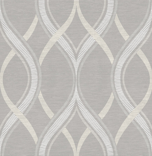 2625-21850 Frequency Grey Ogee Wallpaper Non Woven Material Geometric Theme Modern Style Symetrie Collection from A-Street Prints by Brewster Made in Great Britain