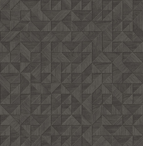 2896-25326 Gallerie Triangle Geometric Wallpaper in Black Colors with Rustic Design Modern Style Non Woven Unpasted Wall Covering by Brewster