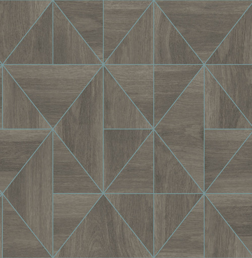 2896-25322 Cheverny Wood Tile Wallpaper in Rich Brown Colors with Woodgrain Triangles Modern Style Non Woven Unpasted Wall Covering by Brewster
