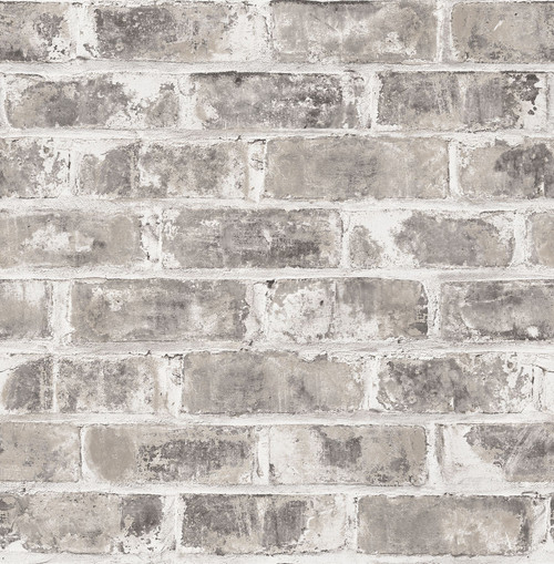 UW24761 Jomax Warehouse Brick Wallpaper in Grey Colors with Shabby Chic Look Industrial Style Non Woven Paste the Wall Wall Covering by Brewster