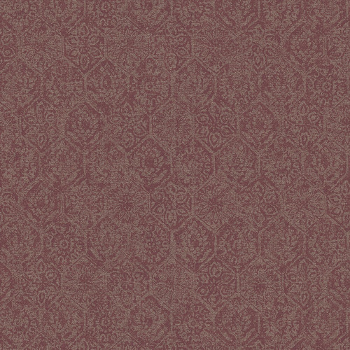 4044-38022-4 Edsel Geometric Wallpaper in Maroon Red Silver Colors with Ornate Floral Design Traditional Style Unpasted Non Woven Vinyl Wall Covering by Brewster