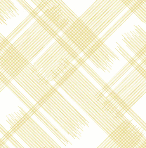 2973-90701 Zag Modern Plaid Wallpaper with Stripes Overlaps in Yellow White Colors Farmhouse Style Unpasted Acrylic Coated Paper by Brewster