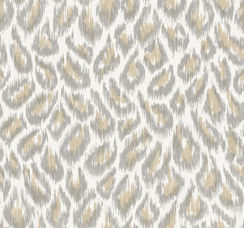 2973-90305 Electra Leopard Spot String Wallpaper with Ikat Spots Finish in Wheat Neutral Pale Yellow Gray Colors Glam Style Unpasted Acrylic Coated Paper by Brewster