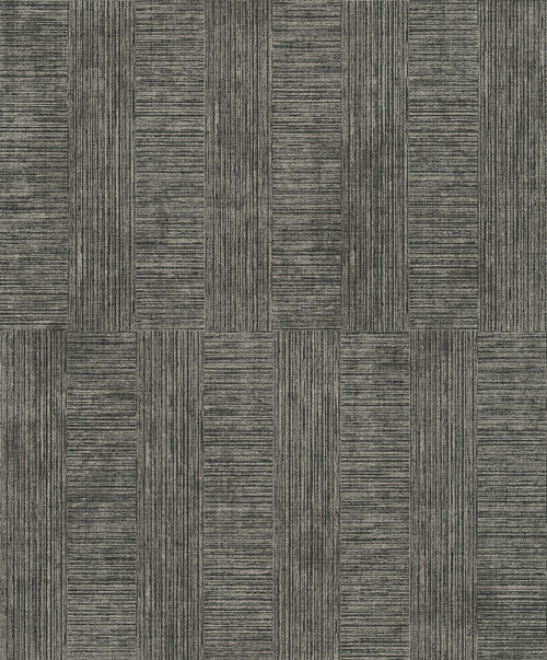 4044-38026-3 Eldorado Geometric Wallpaper in Black Silver Colors with Form Tall Rectangles Modern Style Unpasted Non Woven Vinyl Wall Covering by Brewster