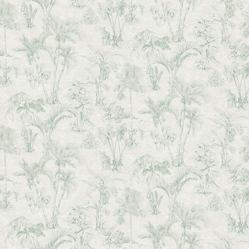 4044-38021-2 Zapata Tropical Jungle Wallpaper in Green Off White Colors with Jaguars Stalk Tropical Style Unpasted Non Woven Vinyl Wall Covering by Brewster