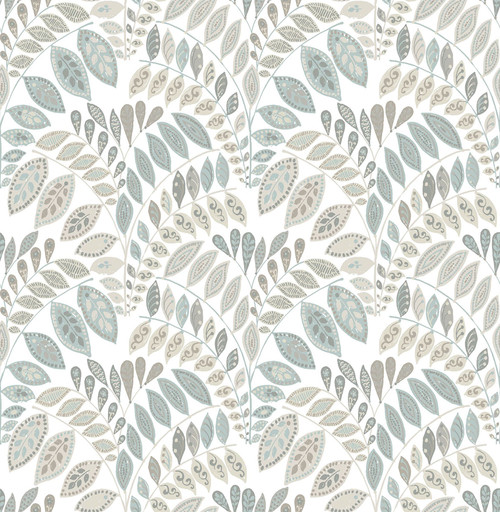 NUS3260 Gustavus Peel & Stick Wallpaper with Dazzling Geometric Leaves in Grey Blue Colors Scandinavian Style Peel and Stick Adhesive Vinyl