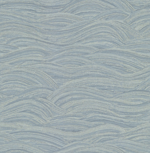 2971-86365 Leith Zen Waves Wallpaper with Embossed Lines Pleasant Texture in Blue Silver Colors Modern Style Non Woven Backed Vinyl Unpasted by Brewster