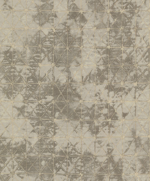 2971-86374 Odell Antique Tiles Wallpaper with Triangular Grout Lines in Bronze Neutral Taupe Silver Colors Vintage Style Non Woven Backed Vinyl Unpasted by Brewster