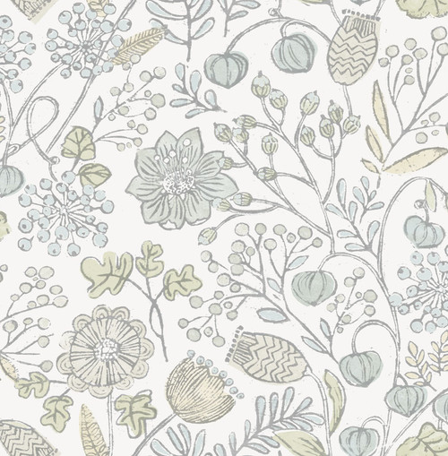 NUS4307 Southern Trail Peel & Stick Wallpaper with Touch of Whimsy in Green Blue Colors Farmhouse Style Peel and Stick Adhesive Vinyl