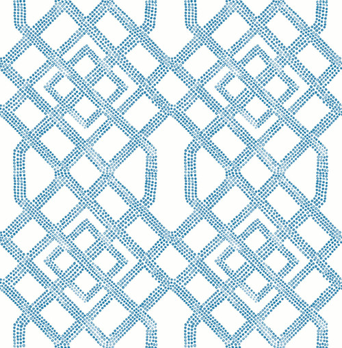 NUS4384 Tanner Peel & Stick Wallpaper with Trellis Chic Pattern in Blue White Colors Traditional Style Peel and Stick Adhesive Vinyl