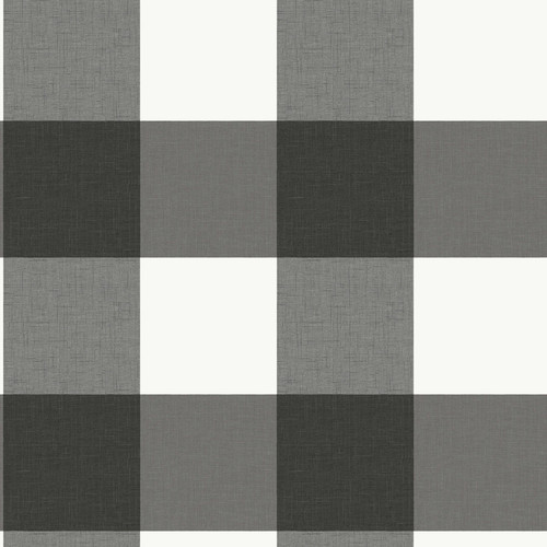 NUS3624 Farmhouse Plaid Peel & Stick Wallpaper with Authentic Textile Look in Charcoal Grey Colors Farmhouse Style Peel and Stick Adhesive Vinyl