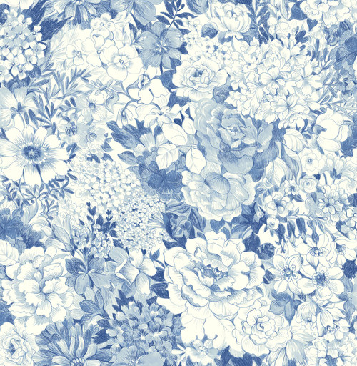 NUS3833 Empress Garden Peel & Stick Wallpaper with Refreshing New Look in Indigo Blue Colors Modern Style Peel and Stick Adhesive Vinyl