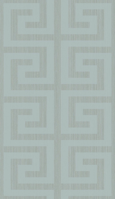 2232004 Greek Key Wallpaper Metallic Sea Green Nonwoven (FSC) Etten Gallerie Collection Made in Netherlands