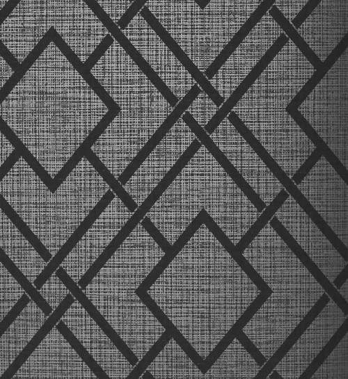 2232208 Diamond Lattice Wallpaper Metallic Coal Black Nonwoven (FSC) Etten Gallerie Collection Made in Netherlands