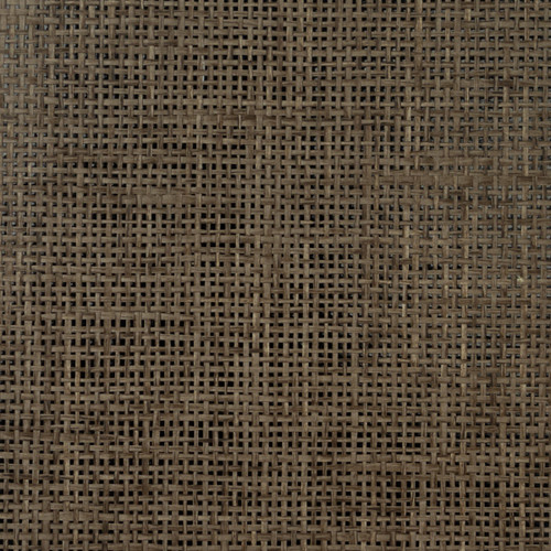 LN11889 Paperweave Real Grasscloth Wallpaper Dark Walnut & Black Gloss Brown Satin Finish Lillian August Collection