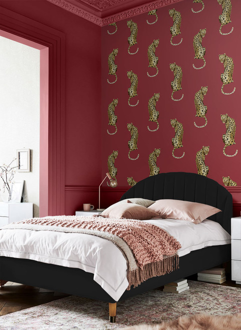 DB20201 Leopard King Animal Print Red Vinyl Self Adhesive Contemporary Style Wallpaper by Daisy Bennett Made in United States