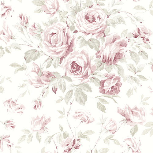 4072-70024 Manon Pink Rose Stitch Wallpaper Sure Strip Prepasted Wall Covering Delphine Collection from Chesapeake by Brewster Made in United States