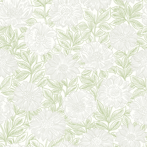 4072-70044 Faustin Green Floral Wallpaper Sure Strip Prepasted Wall Covering Delphine Collection from Chesapeake by Brewster Made in United States