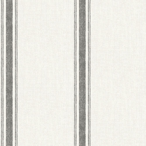 4072-70066 Linette Black Off White Fabric Stripe Wallpaper Sure Strip Prepasted Wall Covering Delphine Collection from Chesapeake by Brewster Made in United States