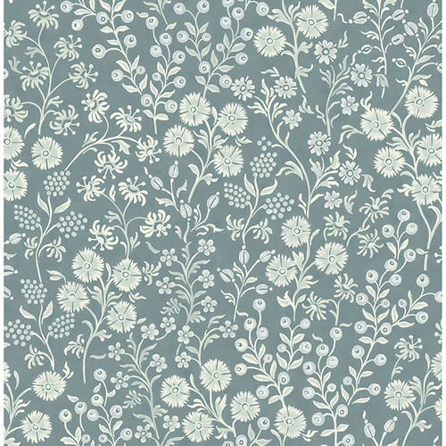 316046 Liana Teal Blue Trail Wallpaper Non Woven Unpasted Wall Covering Posy Collection from Eijffinger by Brewster Made in Netherlands