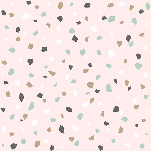 4060-139035 Ona Pink Terrazzo Wallpaper Non Woven Unpasted Wall Covering Fable Collection from Chesapeake by Brewster Made in Netherlands