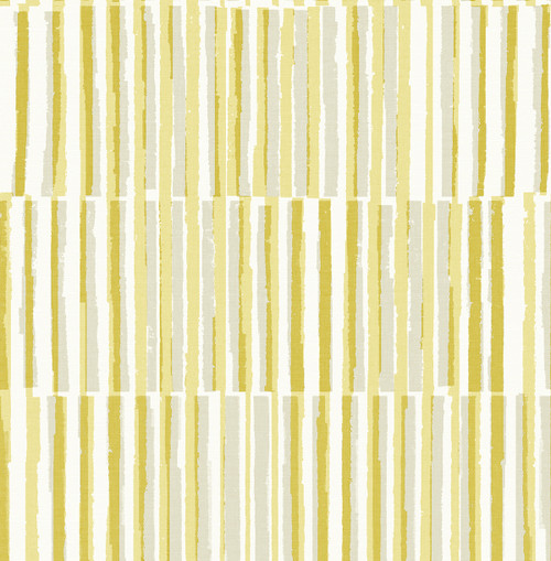 4014-26416 Sabah Yellow Stripe Geometrics Wallpaper Non Woven Unpasted Wall Covering Seychelles Collection from A-Street Prints by Brewster Made in Great Britain
