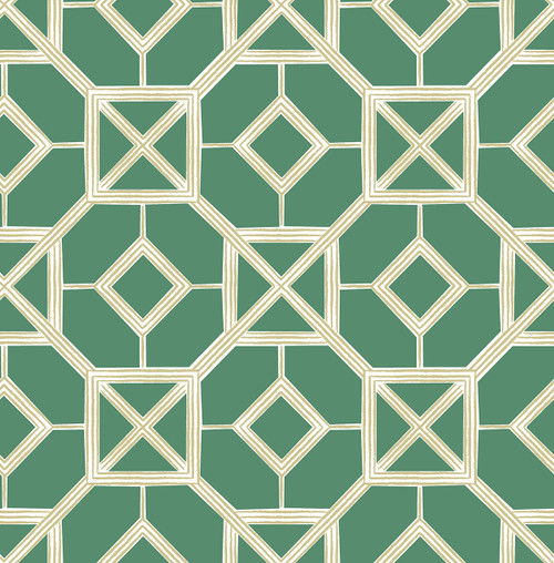 4014-26410 Livia Green Trellis Geometrics Wallpaper Non Woven Unpasted Wall Covering Seychelles Collection from A-Street Prints by Brewster Made in Great Britain