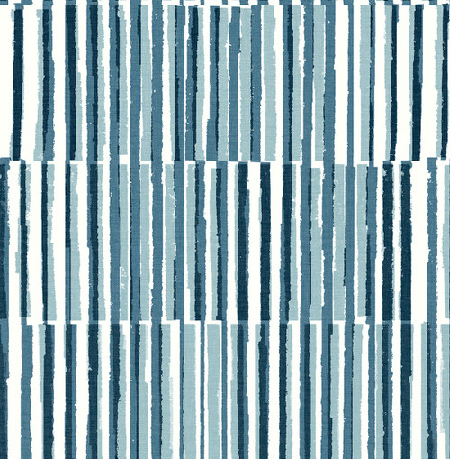4014-26414 Sabah Teal Blue Stripe Geometrics Wallpaper Non Woven Unpasted Wall Covering Seychelles Collection from A-Street Prints by Brewster Made in Great Britain