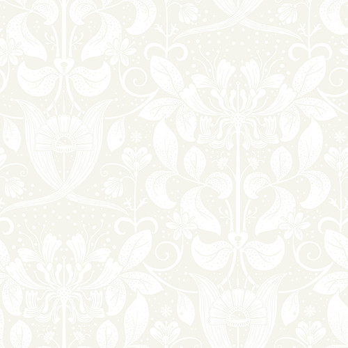 4080-83130 Berit Bone Soft Taupe Off White Floral Crest Bohemian Style Wallpaper Non Woven Unpasted Wall Covering Ingrid Collection from A-Street Prints by Brewster Made in Sweden