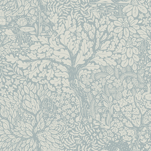 4080-83112 Olle Light Blue Forest Sanctuary Scandinavian Style Wallpaper Non Woven Unpasted Wall Covering Ingrid Collection from A-Street Prints by Brewster Made in Sweden