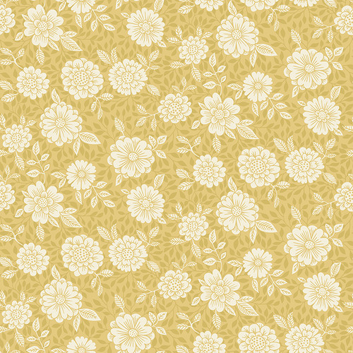 4080-15910 Lizette Mustard Maize Yellow Charming Floral Country Style Wallpaper Non Woven Unpasted Wall Covering Ingrid Collection from A-Street Prints by Brewster Made in Sweden